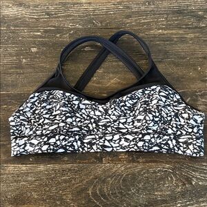 Lululemon Sports Bra Womens 10 Black White Mesh Straps